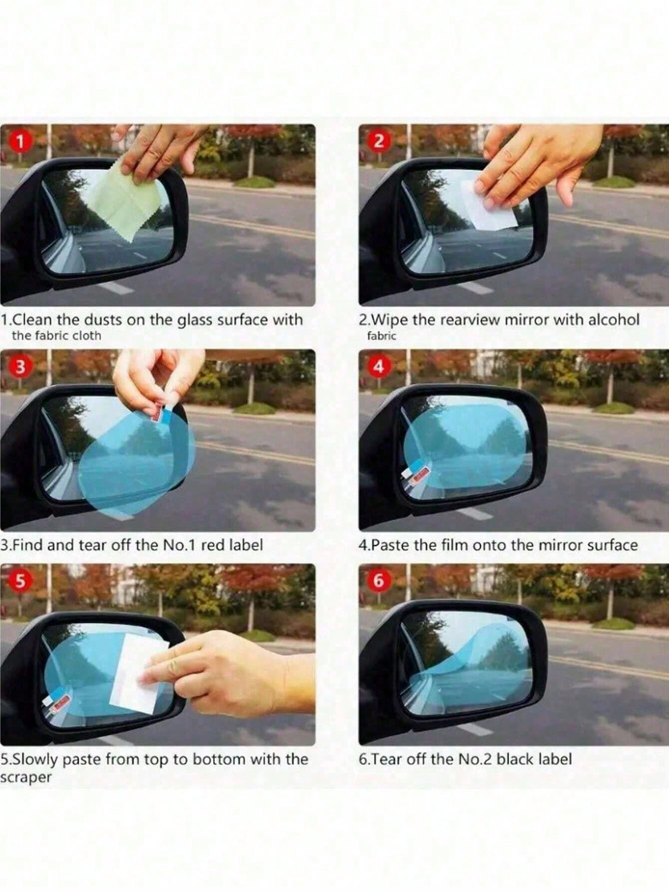 2/4pcs Car Rearview Mirror Film, Waterproof Reflective Film, Anti-Fog Nano Coating, Suitable For Car Rearview Mirrors And Side Windows