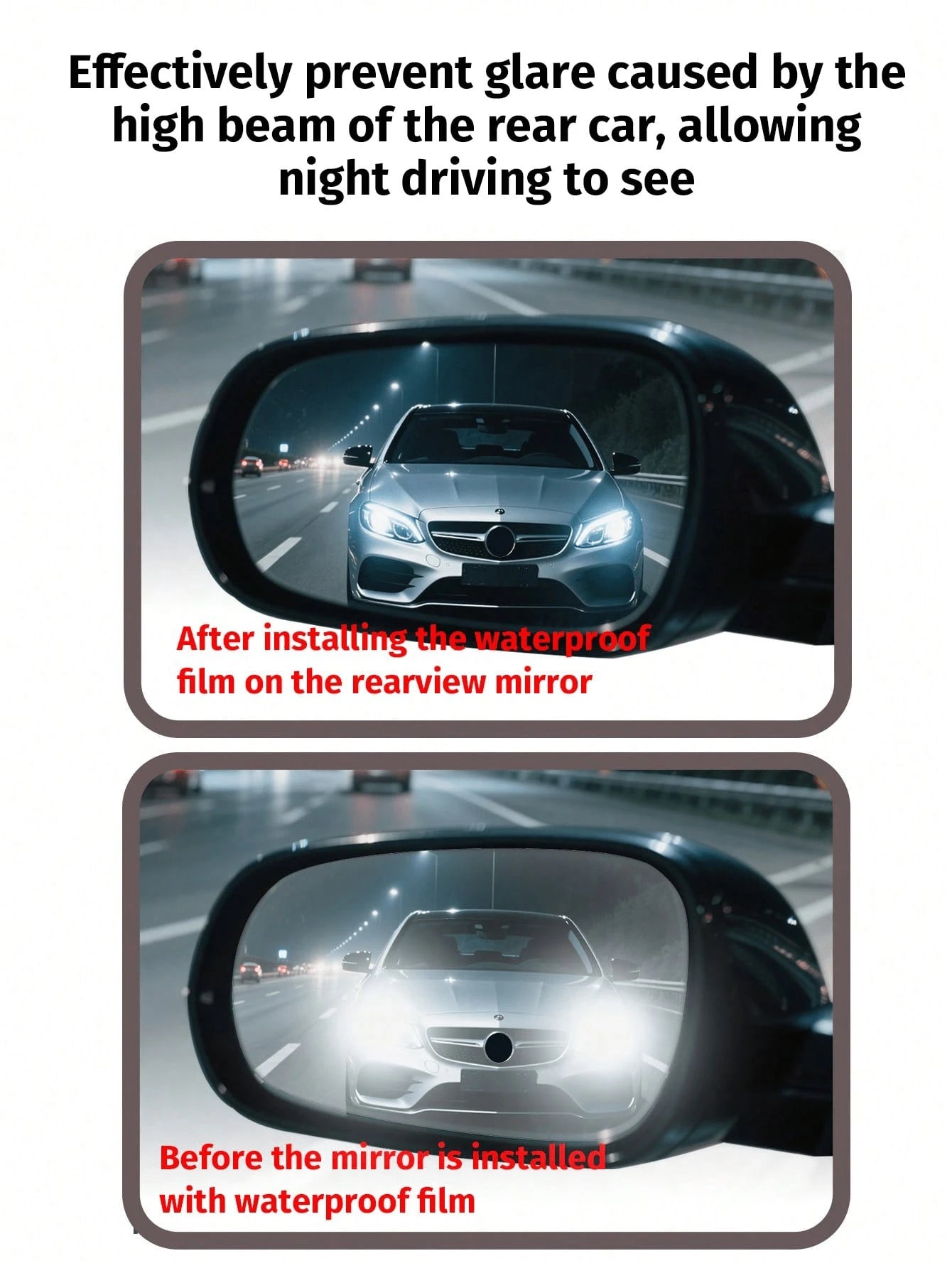 2/4pcs Car Rearview Mirror Film, Waterproof Reflective Film, Anti-Fog Nano Coating, Suitable For Car Rearview Mirrors And Side Windows