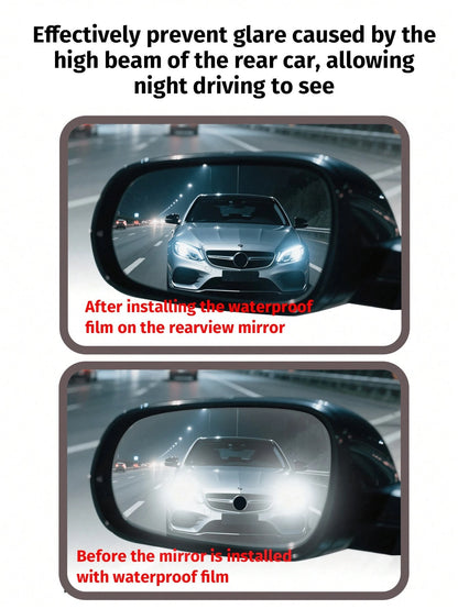 2/4pcs Car Rearview Mirror Film, Waterproof Reflective Film, Anti-Fog Nano Coating, Suitable For Car Rearview Mirrors And Side Windows