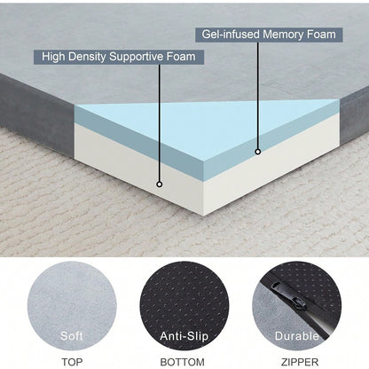 2.5 Inch Memory Foam Camping Pad, Waterproof Roll Up Sleeping Pad For Adults, Comfortable Thick Floor Sleeping Mats For Car Truck Tent With Removable Travel Bag