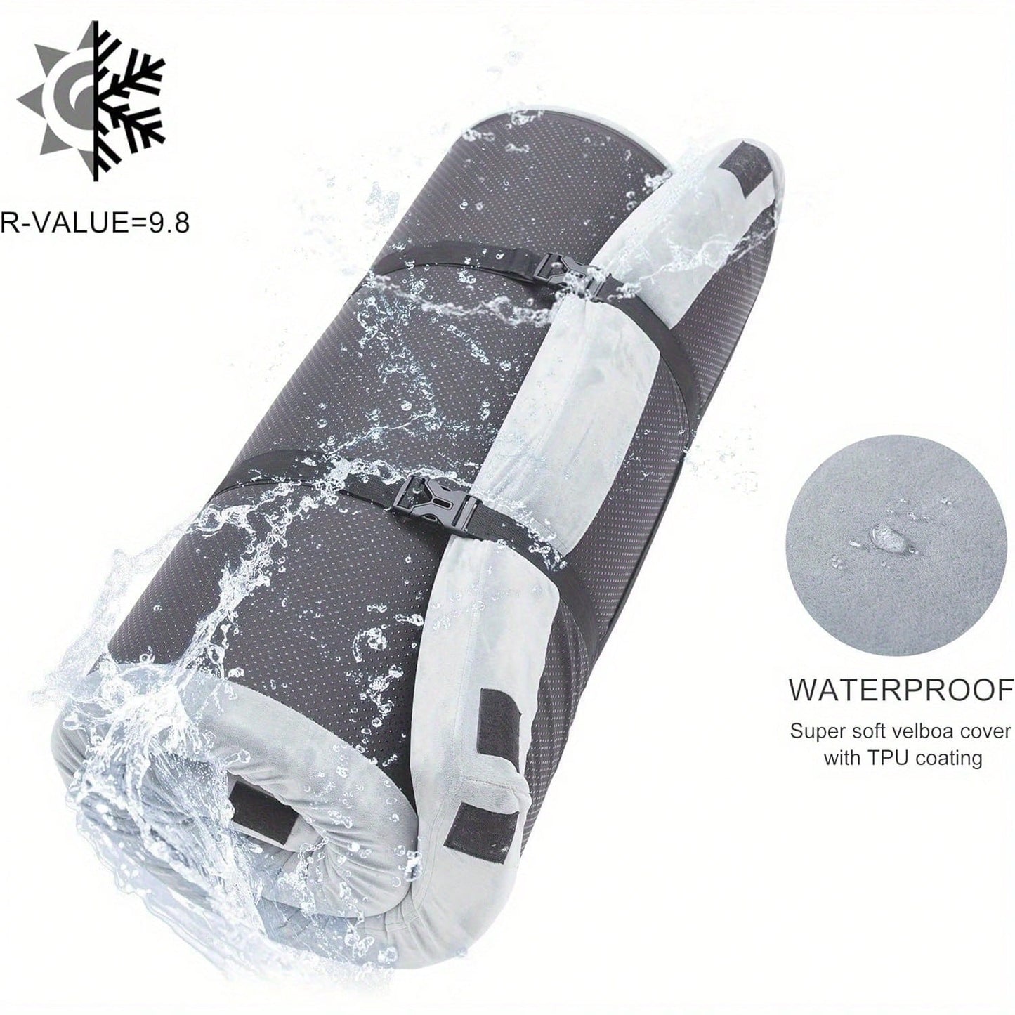 2.5 Inch Memory Foam Camping Pad, Waterproof Roll Up Sleeping Pad For Adults, Comfortable Thick Floor Sleeping Mats For Car Truck Tent With Removable Travel Bag
