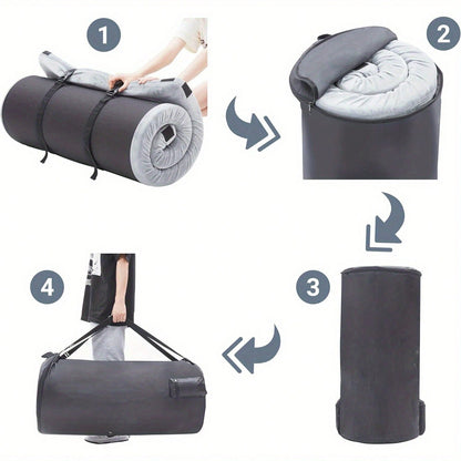 2.5 Inch Memory Foam Camping Pad, Waterproof Roll Up Sleeping Pad For Adults, Comfortable Thick Floor Sleeping Mats For Car Truck Tent With Removable Travel Bag