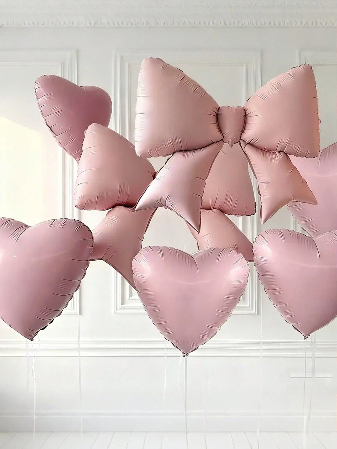 2/7 Sets Of Pink And Pink Heart-Shaped Balloons And Bows, Suitable For Weddings, Birthdays, Valentine's Day, Parties
