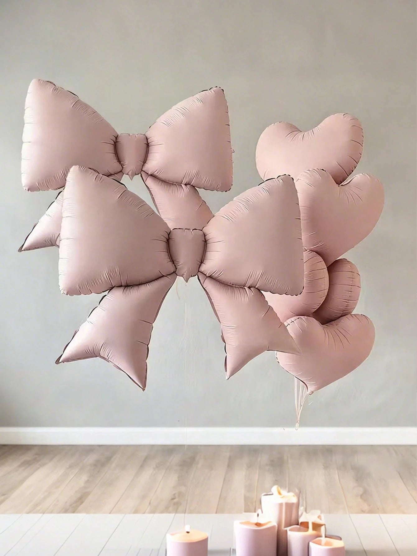 2/7 Sets Of Pink And Pink Heart-Shaped Balloons And Bows, Suitable For Weddings, Birthdays, Valentine's Day, Parties