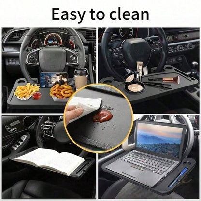 2 In 1 Auto Steering Wheel Table, Multipurpose Car Interior Travel Accessory, Universal Black Steering Wheel Desk For Laptop, Food And Drinks, Wear Resistant Scratch Proof Anti-Aging No Deformation, E
