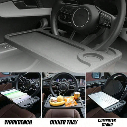 2 In 1 Auto Steering Wheel Table, Multipurpose Car Interior Travel Accessory, Universal Black Steering Wheel Desk For Laptop, Food And Drinks, Wear Resistant Scratch Proof Anti-Aging No Deformation, E