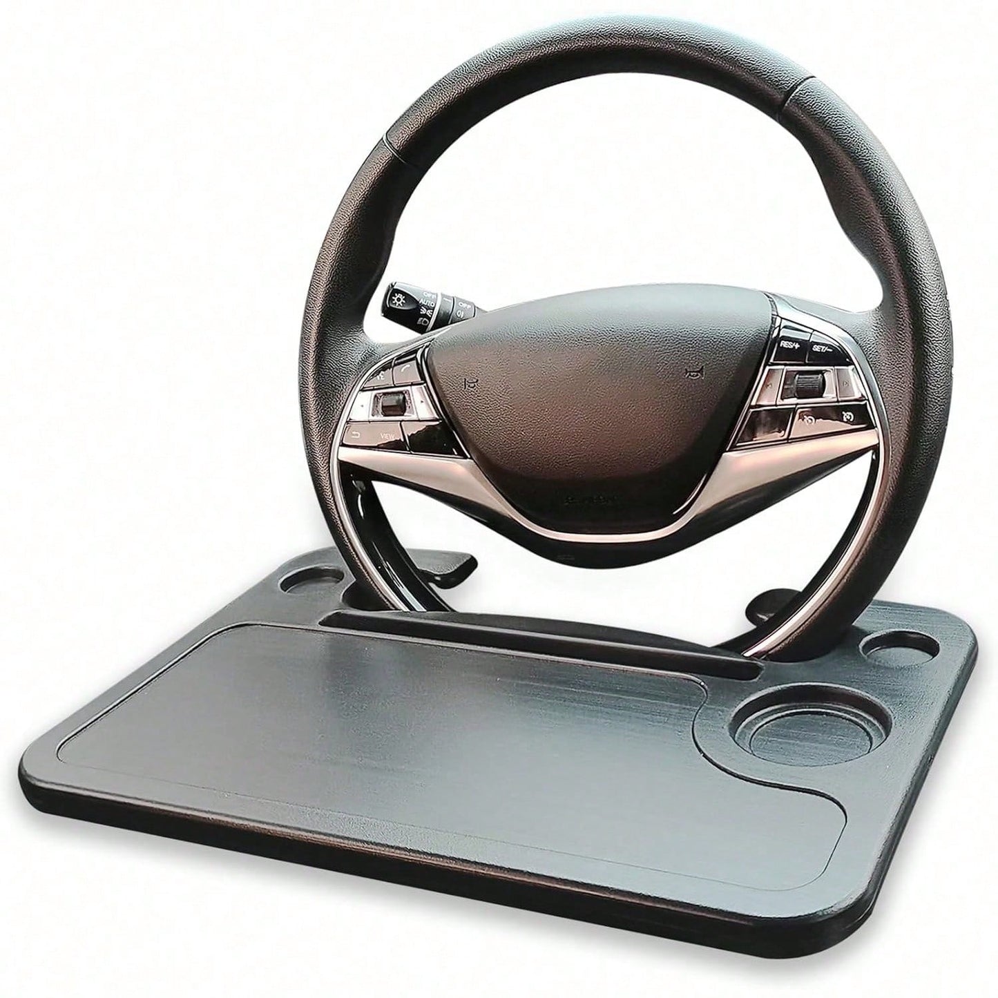 2 In 1 Auto Steering Wheel Table, Multipurpose Car Interior Travel Accessory, Universal Black Steering Wheel Desk For Laptop, Food And Drinks, Wear Resistant Scratch Proof Anti-Aging No Deformation, E