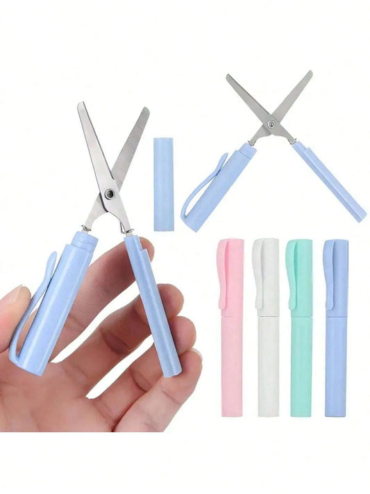 2-In-1 Foldable Scissors, Creative Stationery, Mini Folding Student Art Scissors, Portable Multifunctional Office School Supplies- Compact Pen-Style Design, Ideal For Students And Crafters, Available