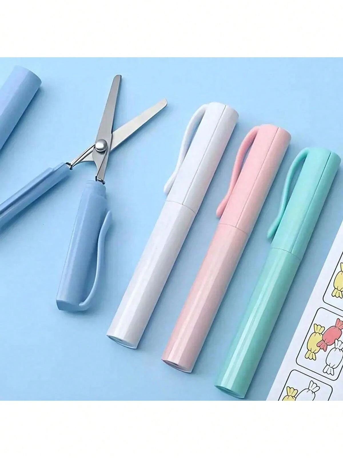 2-In-1 Foldable Scissors, Creative Stationery, Mini Folding Student Art Scissors, Portable Multifunctional Office School Supplies- Compact Pen-Style Design, Ideal For Students And Crafters, Available