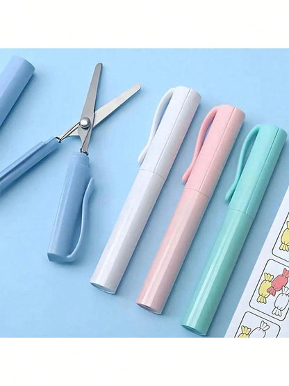 2-In-1 Foldable Scissors, Creative Stationery, Mini Folding Student Art Scissors, Portable Multifunctional Office School Supplies- Compact Pen-Style Design, Ideal For Students And Crafters, Available