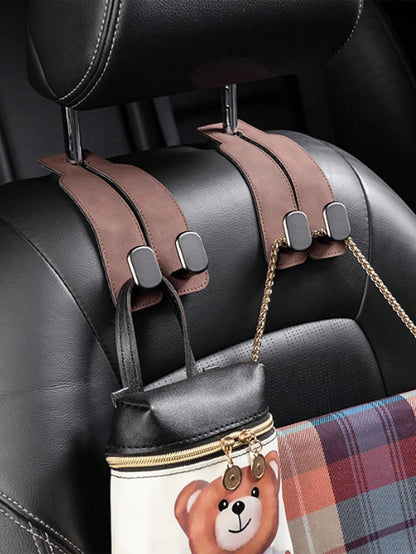 2-In-1 Velvet Car Headrest Hook, Dual Hook Car Wallet Clip, Universal Headrest Hanger Accessories For Car Interior Storage