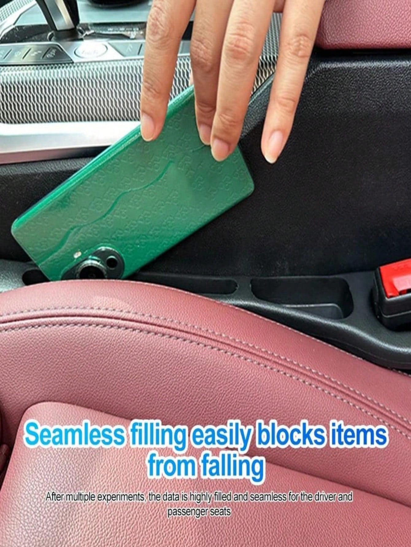2-Pack Car Seat Gap Organizer With Telescopic Padding & Storage Compartment- Heavy-Duty EVA Foam, Fit For Front/Rear Seats, Cup Holders, Console- Organizer For Phones, Keys, Wallet- Anti-Slip, Scra