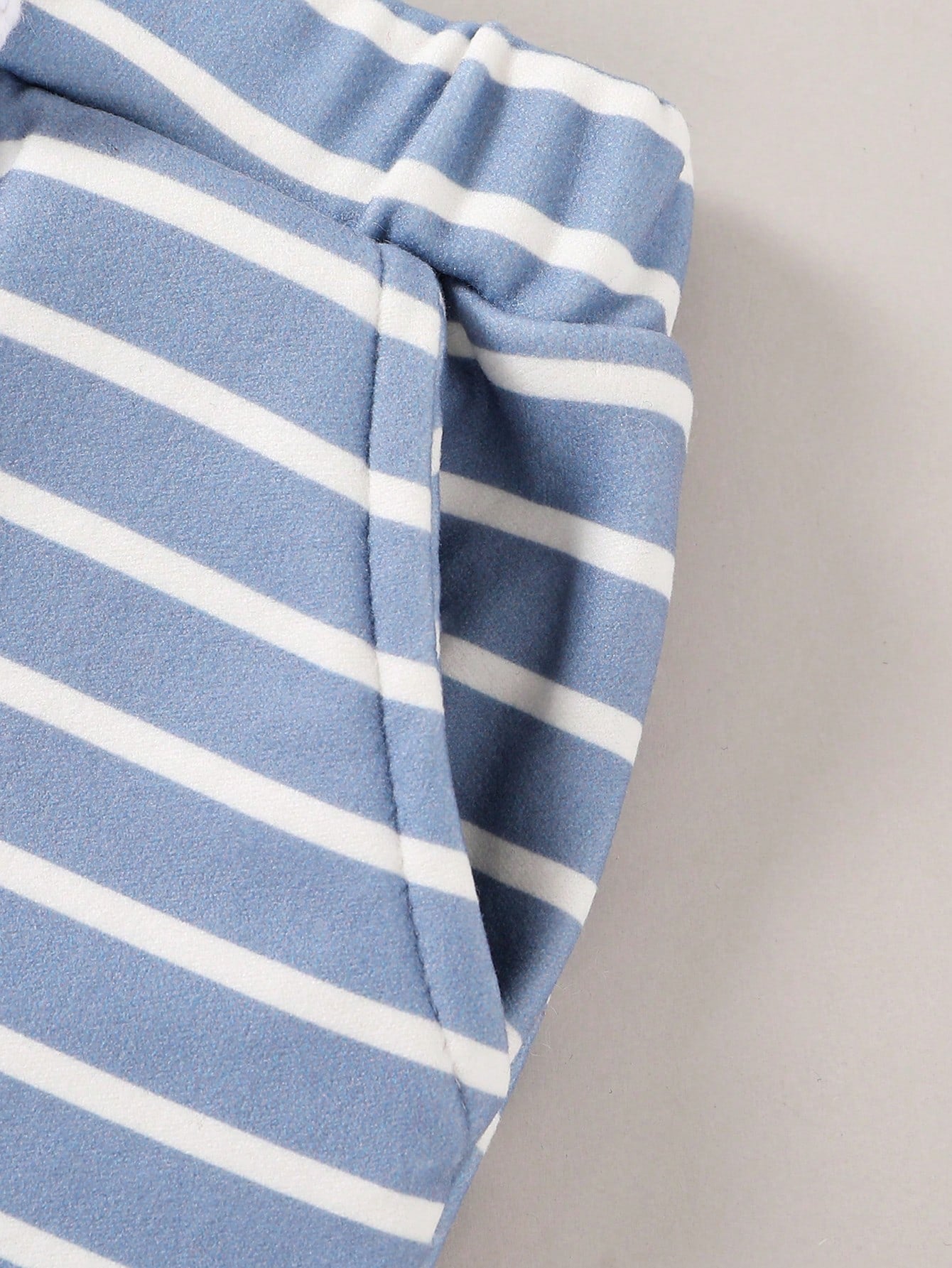 2-Piece Soft And Cute Baby Boy Solid Color Hoodie And Striped Pants Set, Soft, Comfortable And Breathable
