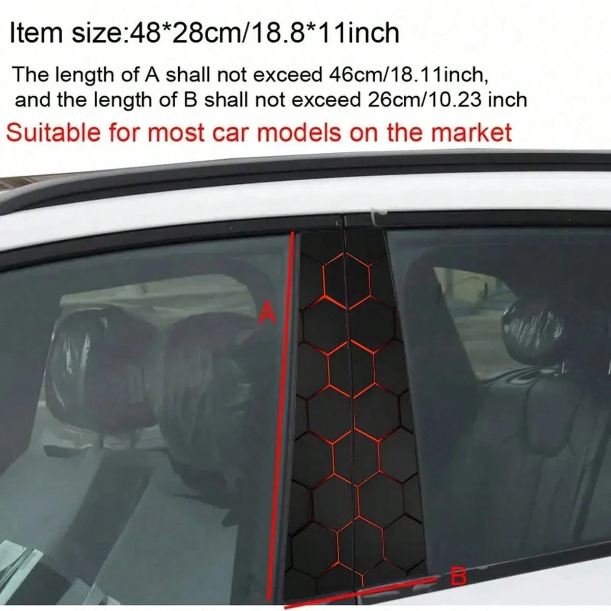 2 Pieces Set Of Sci-Fi Themed Car B-Pillar Stickers- Vinyl Material, Semi-Matte Finish, Easy To Apply And Waterproof, Hexagonal Honeycomb Pattern, Easy To Replace, Disposable Car Accessories, Perfect