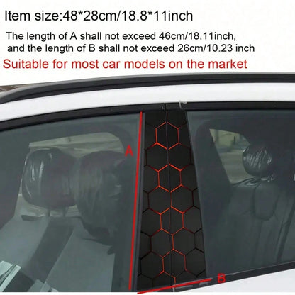 2 Pieces Set Of Sci-Fi Themed Car B-Pillar Stickers- Vinyl Material, Semi-Matte Finish, Easy To Apply And Waterproof, Hexagonal Honeycomb Pattern, Easy To Replace, Disposable Car Accessories, Perfect
