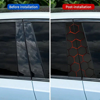 2 Pieces Set Of Sci-Fi Themed Car B-Pillar Stickers- Vinyl Material, Semi-Matte Finish, Easy To Apply And Waterproof, Hexagonal Honeycomb Pattern, Easy To Replace, Disposable Car Accessories, Perfect