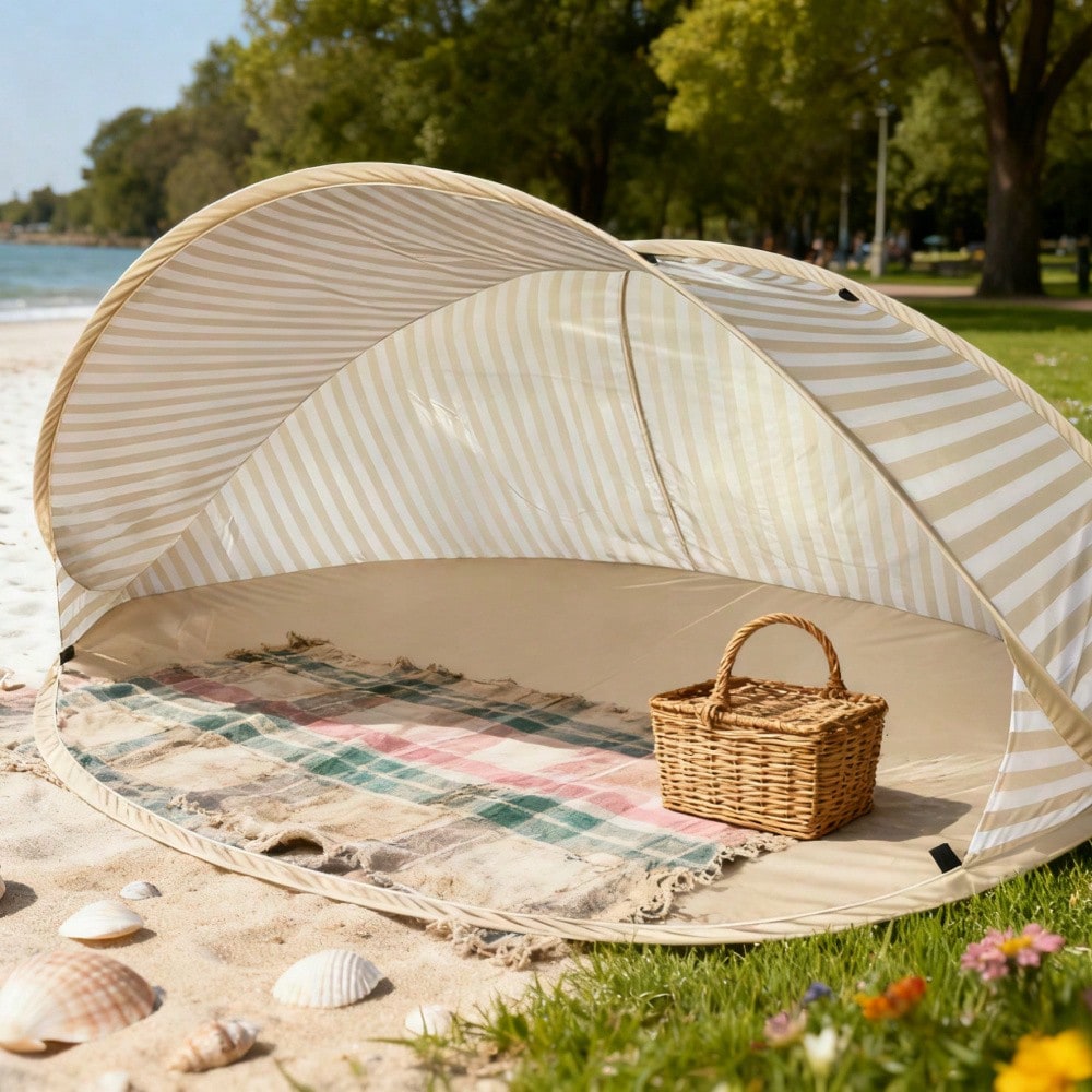 2-Second Pop-Up 2-Person Beach Tent! No Assembly Required. Portable Pop-Up Sunshade, Easy-To-Use Outdoor Canopy Perfect For The Beach, Picnics, Parks, Camping, And Family Outings.