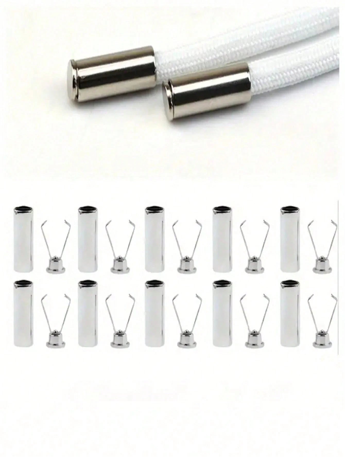 20 Heavy-Duty Rope Locks- Protecting Shoelaces, Drawstrings, Pants, Bags, Hoodies- Adjustable Metal Clips For Easy Installation- Suitable For DIY Handicrafts, Clothing And Organizing Cables- (Blac