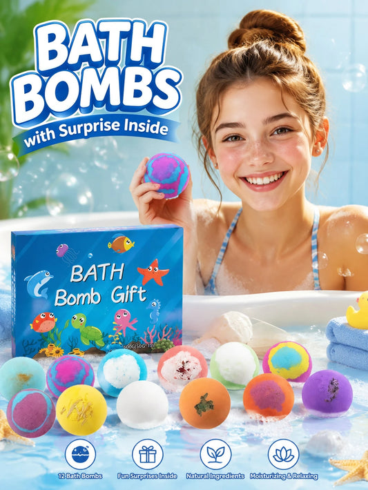 20 Pack Bath Bombs With Surprise Inside- Bubble Bath Toys Organic Natural Bath Bombs Set Easter Basket Stuffers Birthday Christmas Gift For Her/Him
