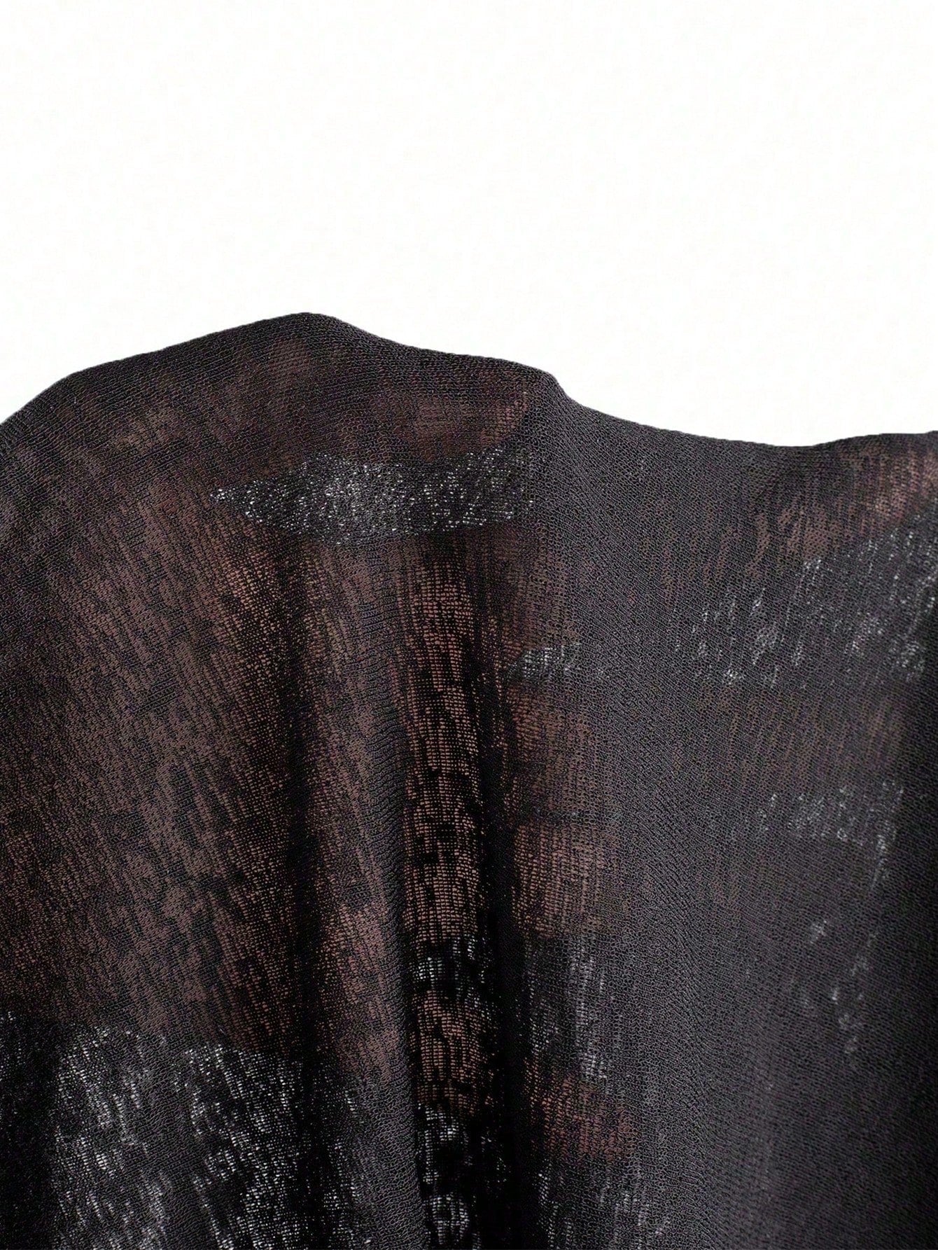 2000s Style Plus Size Women's Sheer Long Sleeve Round Neck Fitted Sexy Top Black Vacation Style Summer