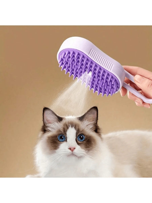 2025 3 In 1 Pet Steam Brush, Cloud Care Cat Brush, Celery Pets Steam Brush, Spritz Defur Comb For Cats, Spitz Defur Comb, Spritz Demur Comb, 2024 Upgrade Steamy Cat Brush (Upgrade Purple+White)