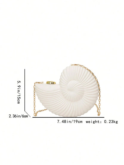 2025 Gold Seashell Shaped Detachable Strap Shoulder Bag, Fashionable Lipstick Pouch, Elegant Shoulder Bag Suitable For Evening Outings