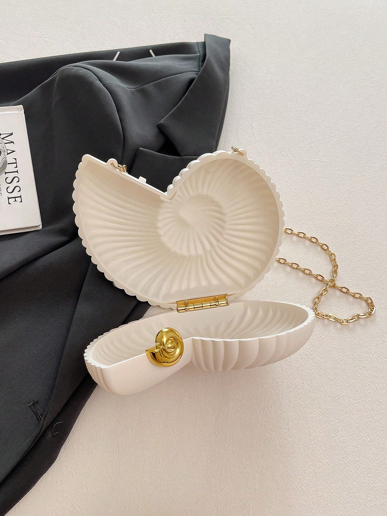 2025 Gold Seashell Shaped Detachable Strap Shoulder Bag, Fashionable Lipstick Pouch, Elegant Shoulder Bag Suitable For Evening Outings