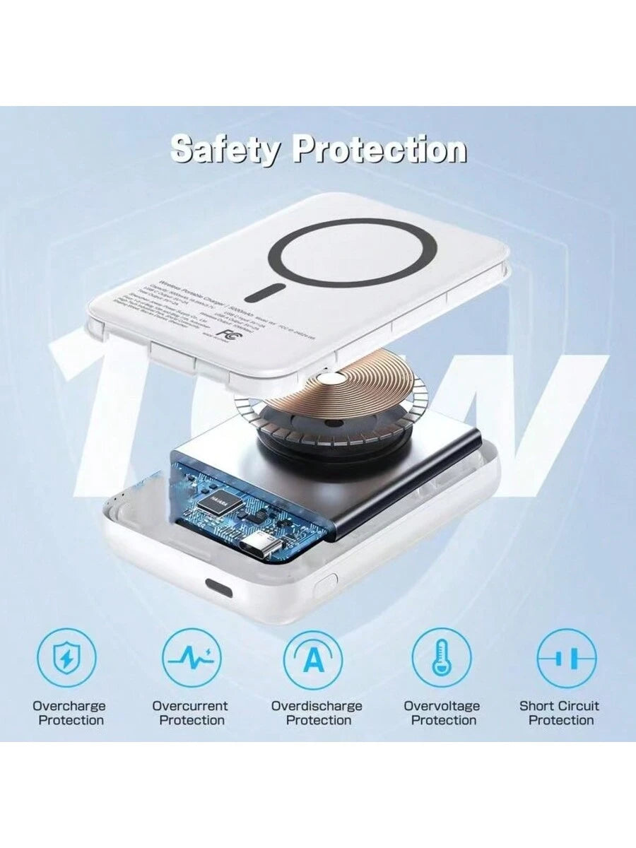2025 Version Wireless Portable Charger, Mini 5,000MA And Power Bank Compatible With Magnetic Safety Battery Pack PD 20ww/Type-C Data Cable, Suitable For IPhone 16/15/14/13/12Series, Universal Android