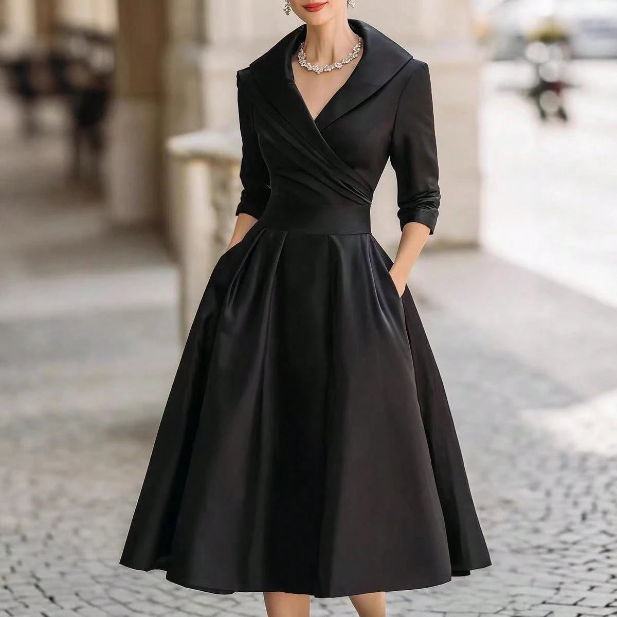 2026 European Women Elegant Formal Waist Slim Dress Slimming Graceful Long Sleeve Maxi Dress
