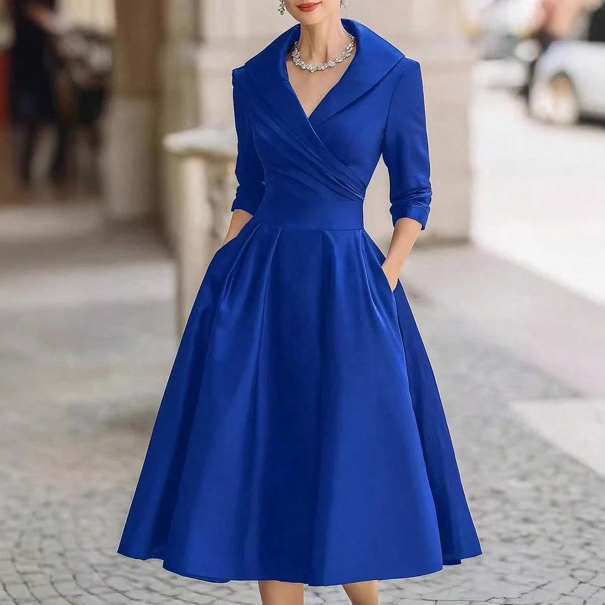 2026 European Women Elegant Formal Waist Slim Dress Slimming Graceful Long Sleeve Maxi Dress