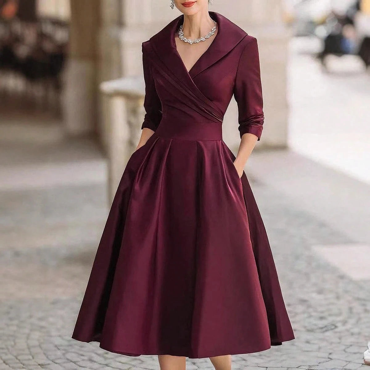 2026 European Women Elegant Formal Waist Slim Dress Slimming Graceful Long Sleeve Maxi Dress