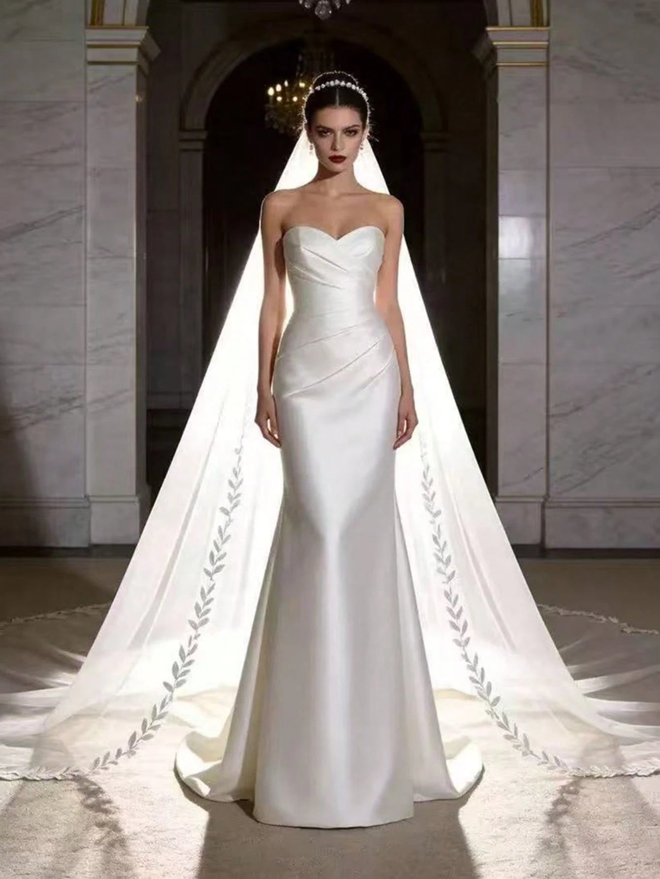2026 Long Lace Veil, 1 Piece With 3-Meter Eyelash Lace Train, Built-In Metal Hair Comb, Suitable For Church And Cathedral Weddings, Bohemian Style.