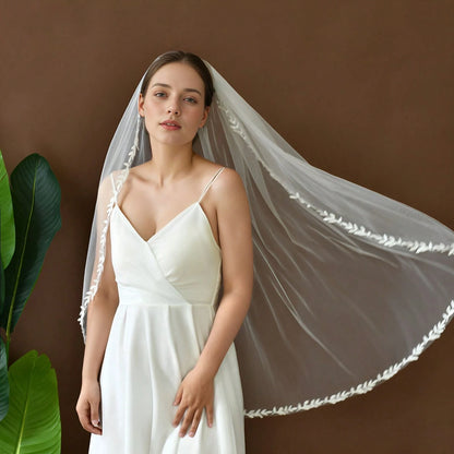 2026 Long Lace Veil, 1 Piece With 3-Meter Eyelash Lace Train, Built-In Metal Hair Comb, Suitable For Church And Cathedral Weddings, Bohemian Style.