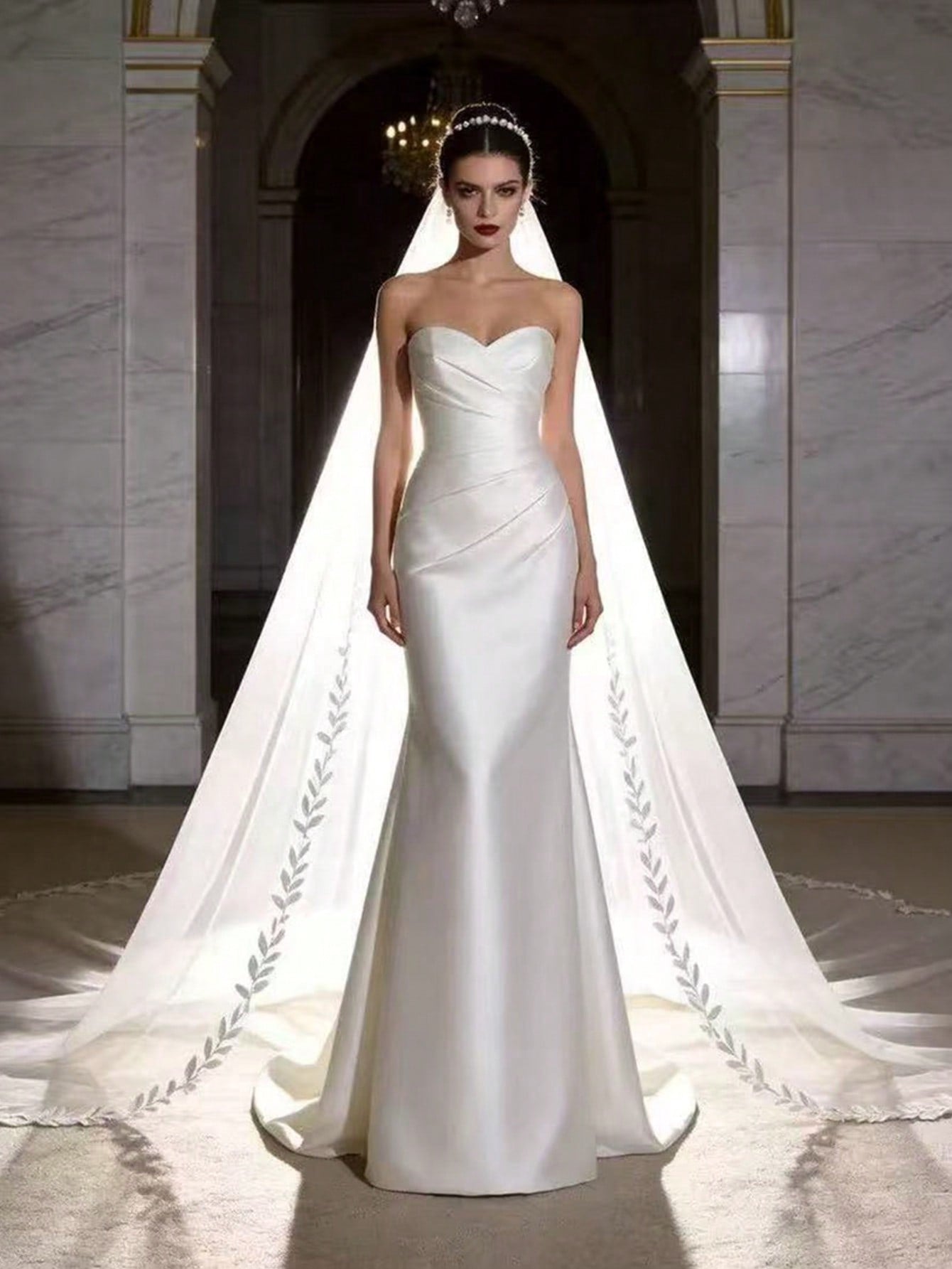 2026 Long Lace Veil, 1 Piece With 3-Meter Eyelash Lace Train, Built-In Metal Hair Comb, Suitable For Church And Cathedral Weddings, Bohemian Style.