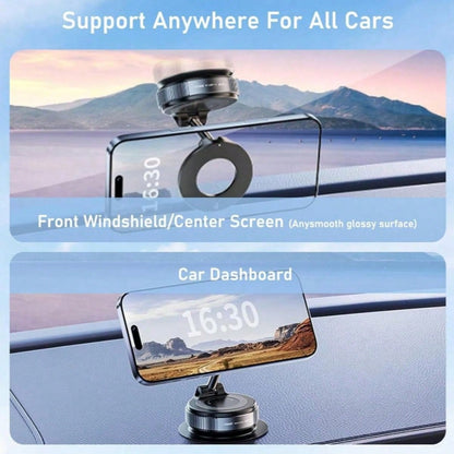 2026 New Adjustable Foldable Large Suction Cup Magnetic Car Phone Holder, N52 Strong Magnet, 360° Rotation, Dashboard Vacuum Suction Cup Installation, Suitable For Bathroom Tiles, Glass Surfaces, ABS
