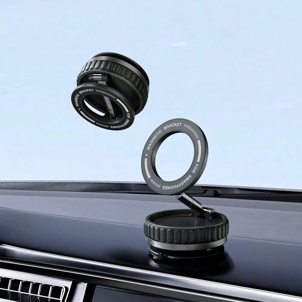 2026 New Adjustable Foldable Large Suction Cup Magnetic Car Phone Holder, N52 Strong Magnet, 360° Rotation, Dashboard Vacuum Suction Cup Installation, Suitable For Bathroom Tiles, Glass Surfaces, ABS