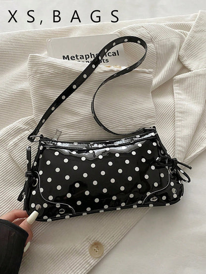 2026 New Fashion Women's Polka Dot Fresh Underarm Handbag Cute Student Daily Outing Shoulder Bag