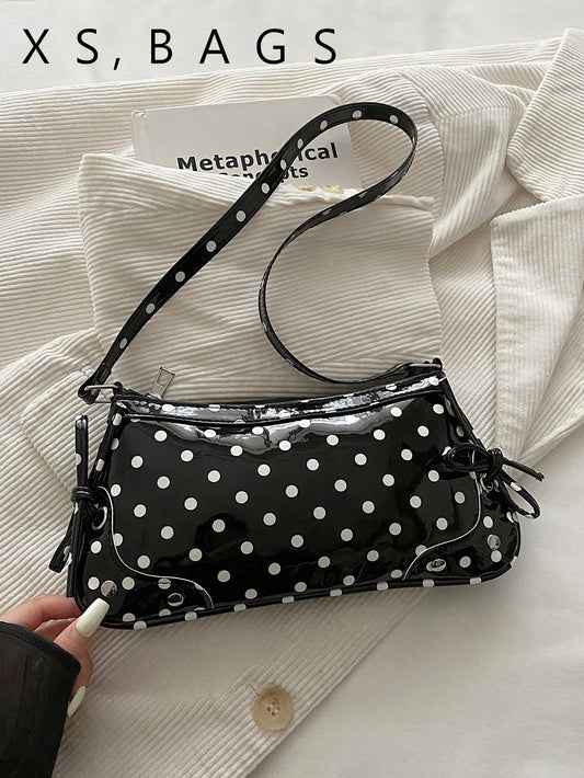 2026 New Fashion Women's Polka Dot Fresh Underarm Handbag Cute Student Daily Outing Shoulder Bag