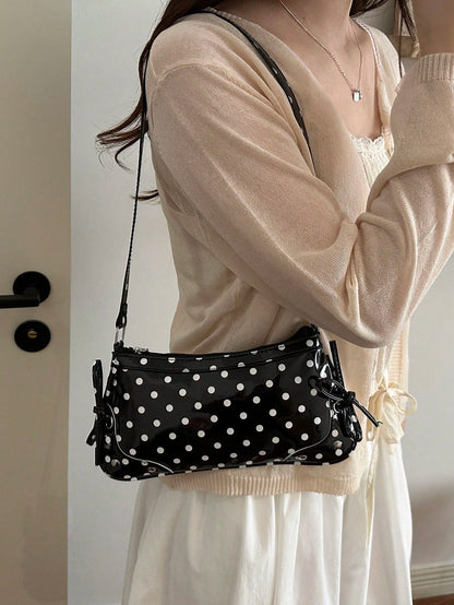 2026 New Fashion Women's Polka Dot Fresh Underarm Handbag Cute Student Daily Outing Shoulder Bag