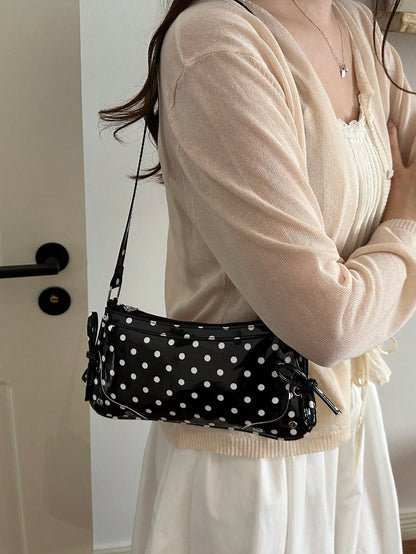 2026 New Fashion Women's Polka Dot Fresh Underarm Handbag Cute Student Daily Outing Shoulder Bag
