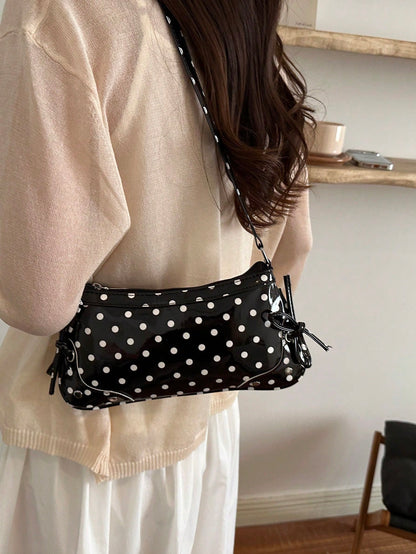2026 New Fashion Women's Polka Dot Fresh Underarm Handbag Cute Student Daily Outing Shoulder Bag