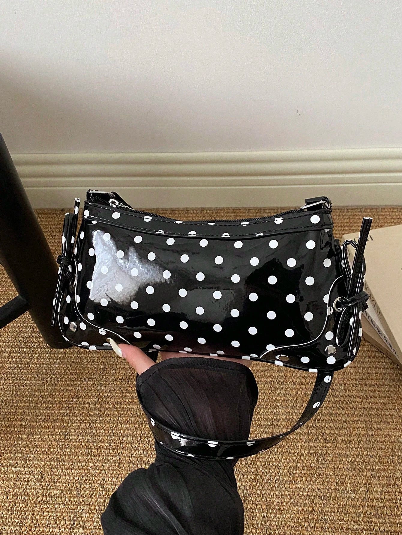 2026 New Fashion Women's Polka Dot Fresh Underarm Handbag Cute Student Daily Outing Shoulder Bag