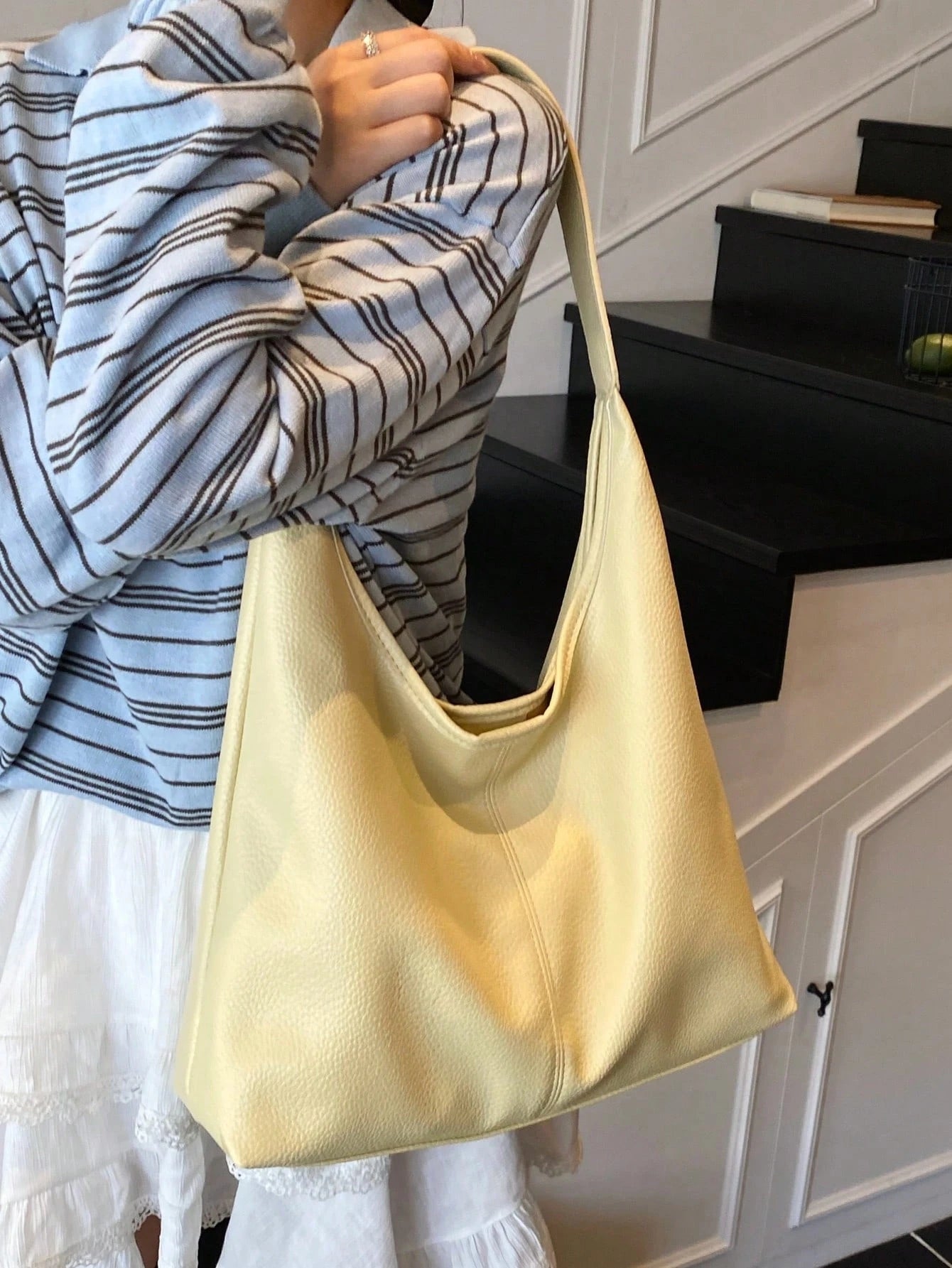 2026 New Fashion Women's Soft PU Large Capacity Tote Bag 2 Pieces Set, Shoulder Bag For Daily Use, Commuting, College Student School Bag, Dating Gift, Shopping Bag, Crescent Bag