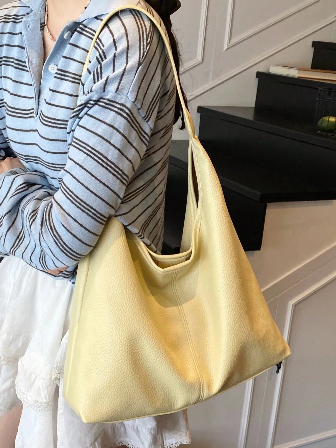 2026 New Fashion Women's Soft PU Large Capacity Tote Bag 2 Pieces Set, Shoulder Bag For Daily Use, Commuting, College Student School Bag, Dating Gift, Shopping Bag, Crescent Bag