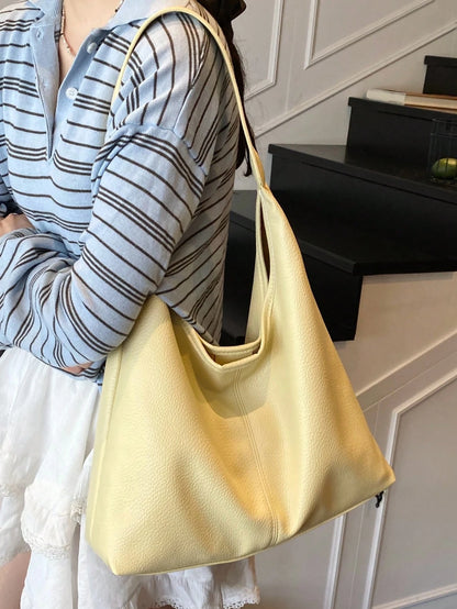 2026 New Fashion Women's Soft PU Large Capacity Tote Bag 2 Pieces Set, Shoulder Bag For Daily Use, Commuting, College Student School Bag, Dating Gift, Shopping Bag, Crescent Bag