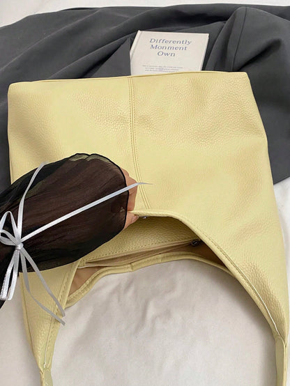 2026 New Fashion Women's Soft PU Large Capacity Tote Bag 2 Pieces Set, Shoulder Bag For Daily Use, Commuting, College Student School Bag, Dating Gift, Shopping Bag, Crescent Bag