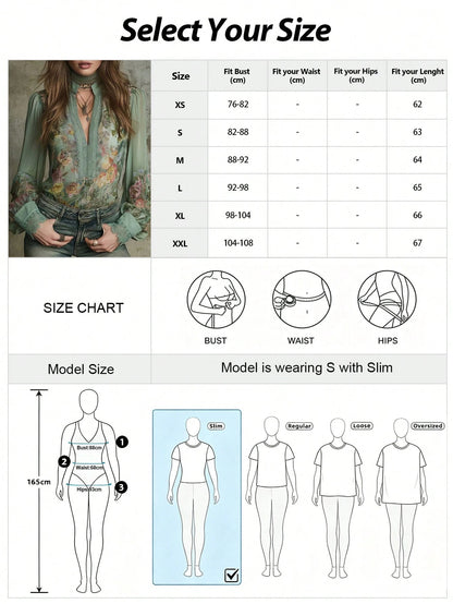 2026 New Floral V-Neck Hollow Lace Patchwork Bohemian Blouse, Vintage Botanical Watercolor Rose Print, Boho Chic 90s Retro Romantic Style, Suitable For Spring/Summer, Music Festival, Party, Vacation