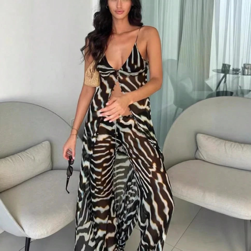 2026 Spring Summer Mesh Irregular Hem Beach Vacation Pants