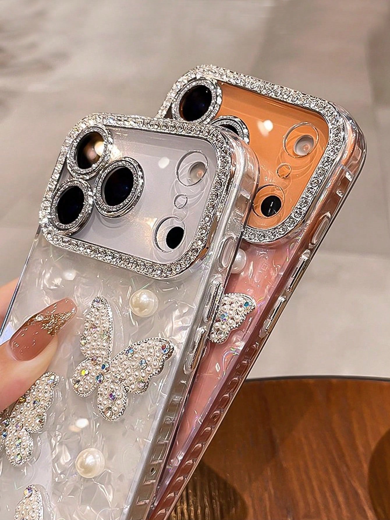 2026hot Luxury Pink Fashion Acrylic Faux Pearl Heart Design Acrylic Hard Phone Shockproof Compatible With 17 Pro/17 Pro/17/17/16 Pro/16/16 Pro/16 Plus/15/15 Pro/15 Pro/15 Plus/11/12/13/14 Pro/11 Pro/1