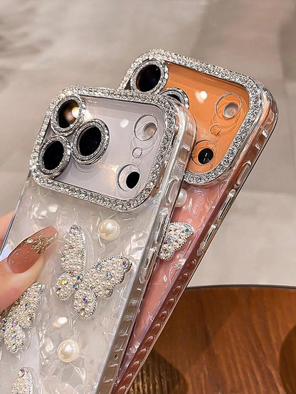 2026hot Luxury Pink Fashion Acrylic Faux Pearl Heart Design Acrylic Hard Phone Shockproof Compatible With 17 Pro/17 Pro/17/17/16 Pro/16/16 Pro/16 Plus/15/15 Pro/15 Pro/15 Plus/11/12/13/14 Pro/11 Pro/1